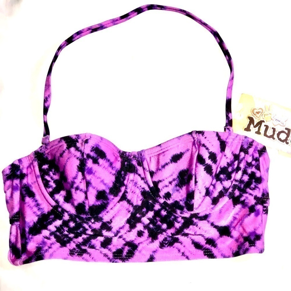 Mudd NWT Purple Tie Dye cut out Bikini Top XS